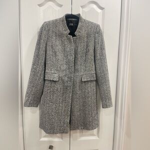 Classic Stylish Business Casual Long Sleeve Zara Women’s Gray Goat Tweed Size M